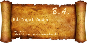 Bényei Andor névjegykártya